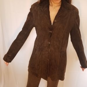 Vintage Deadstock Suede Leather Brown Blazer